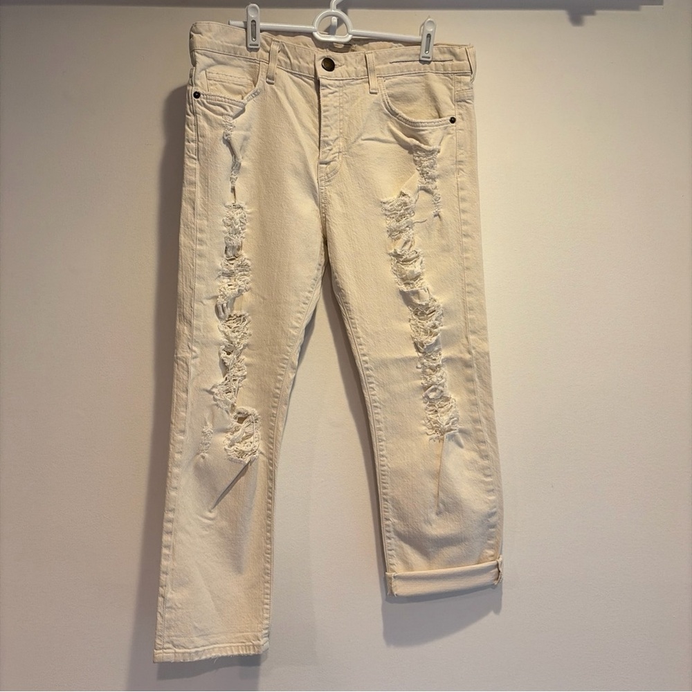 Current/Elliott Natural Denim Destroy Boyfriend Jeans Size 27